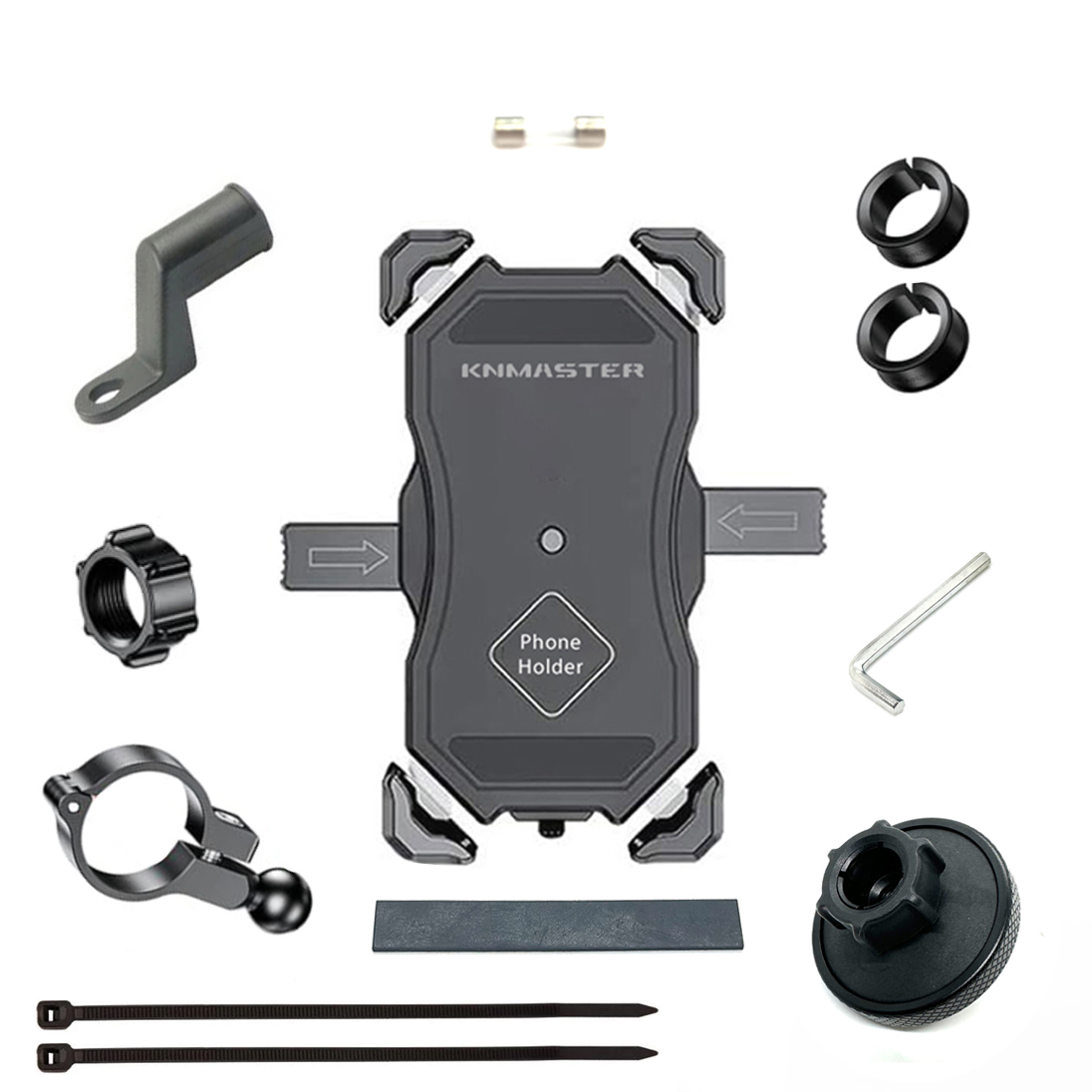  Knmaster TT-450WU Titreşim Engelleyici Tüm Motosikletlere Uyumlu Kablosuz ve Usb’li Telefon Tutucu
