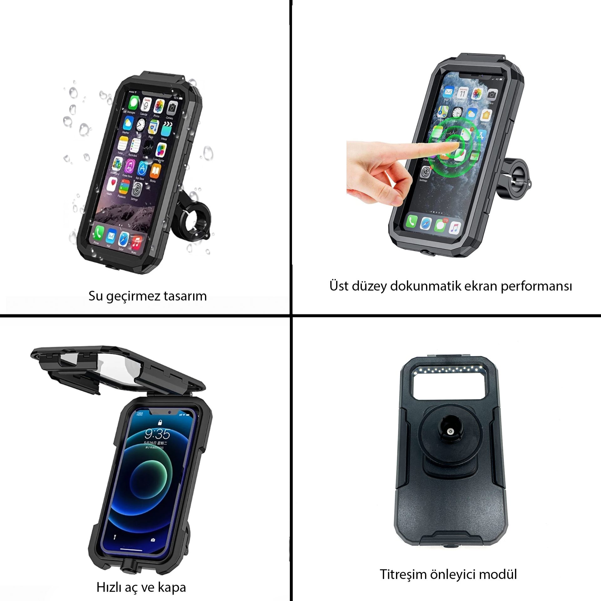 Knmaster TT-900 Titreşim Engelleyici Tüm Motosikletlere Uygun Telefon Tutucu