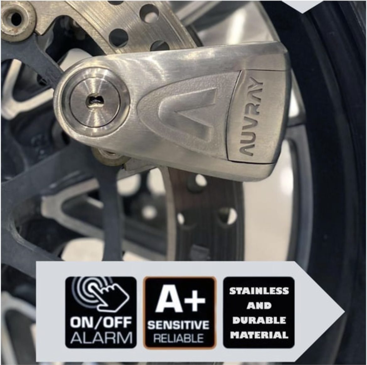 Auvray B-Lock 14 MM 120DB SRA Sertifikalı Çelik Alarmlı Disk Kilidi