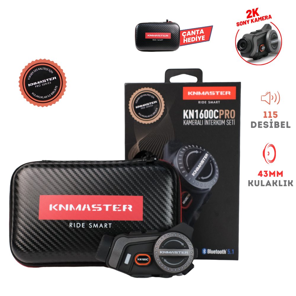 KNMASTER KN1600C PRO Kameralı Motosiklet Kask Bluetooth İntercom Kulaklık Seti KNMASTER KN1600C PRO Kameralı Motosiklet Kask Bluetooth İntercom Kulaklık Seti