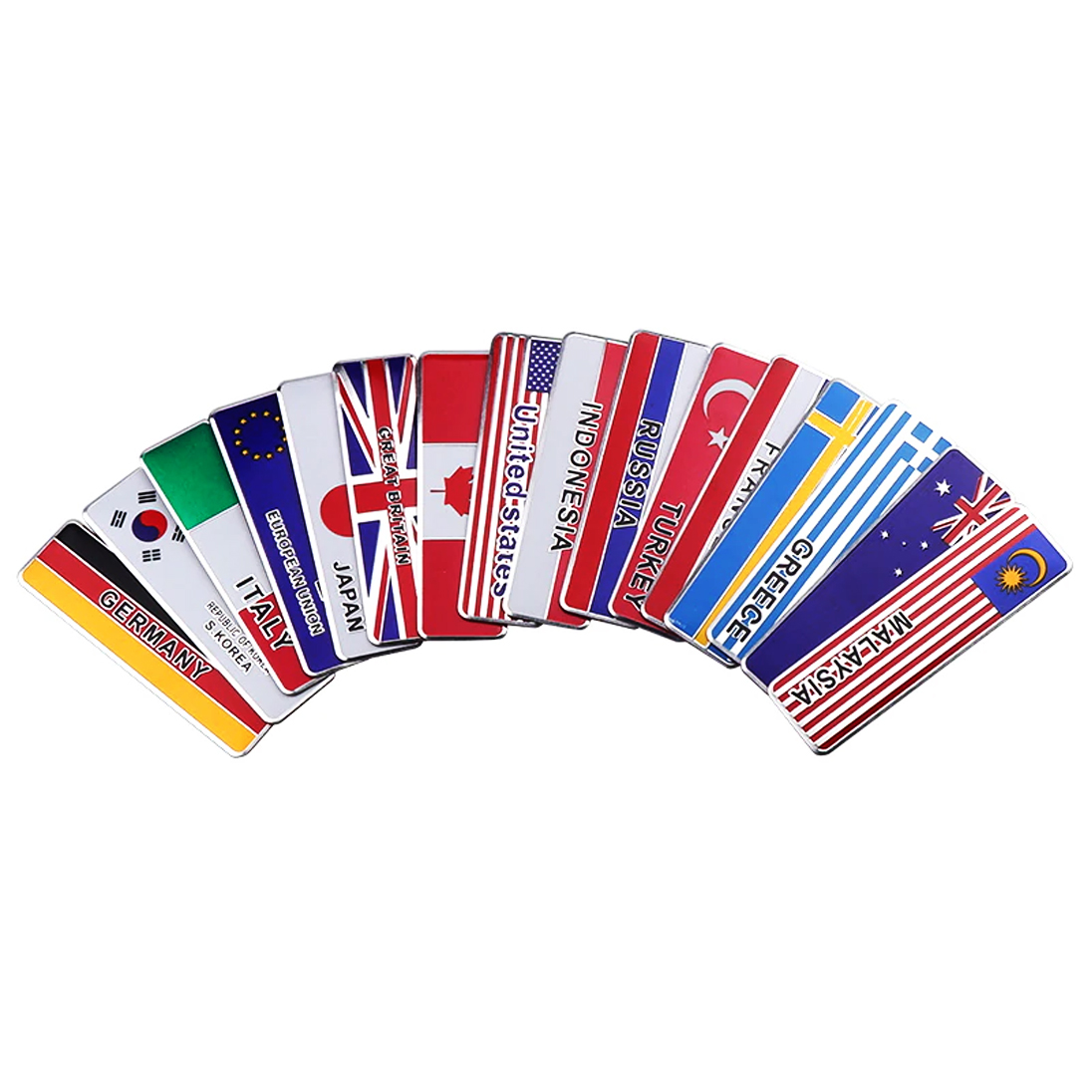 Ülke Bayrakları Alüminyum Sticker Uzun