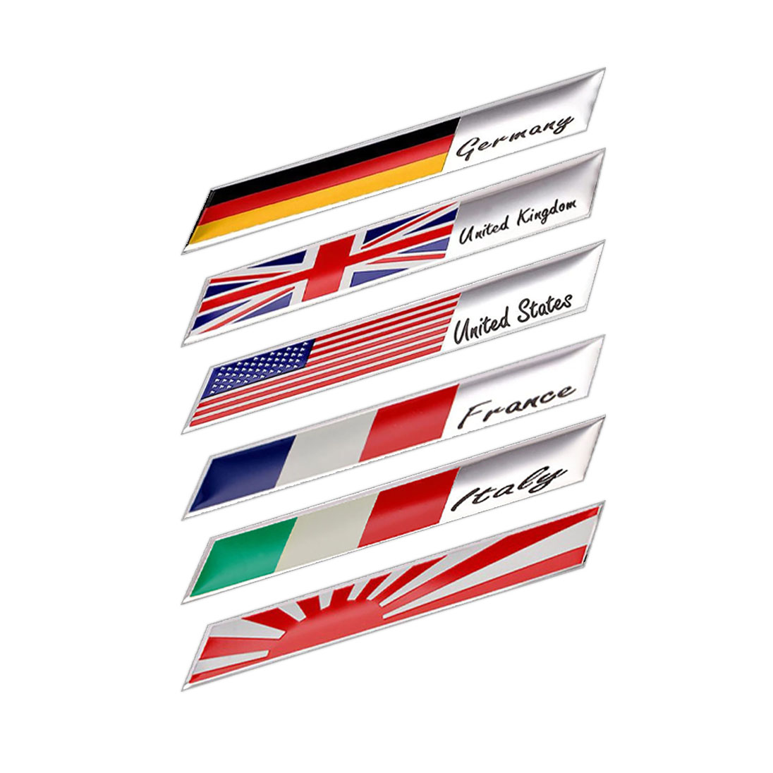 KNMASTER Ülke Bayrakları Çubuk Tasarımlı Alüminyum Sticker Etiket