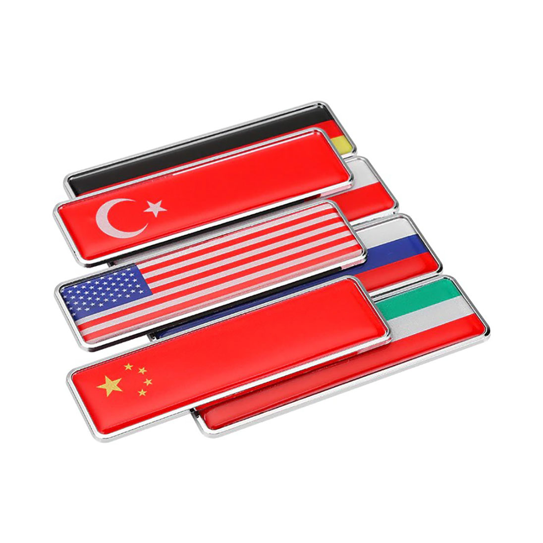 Ülke Bayrakları Damlalı Alüminyum Sticker Uzun
