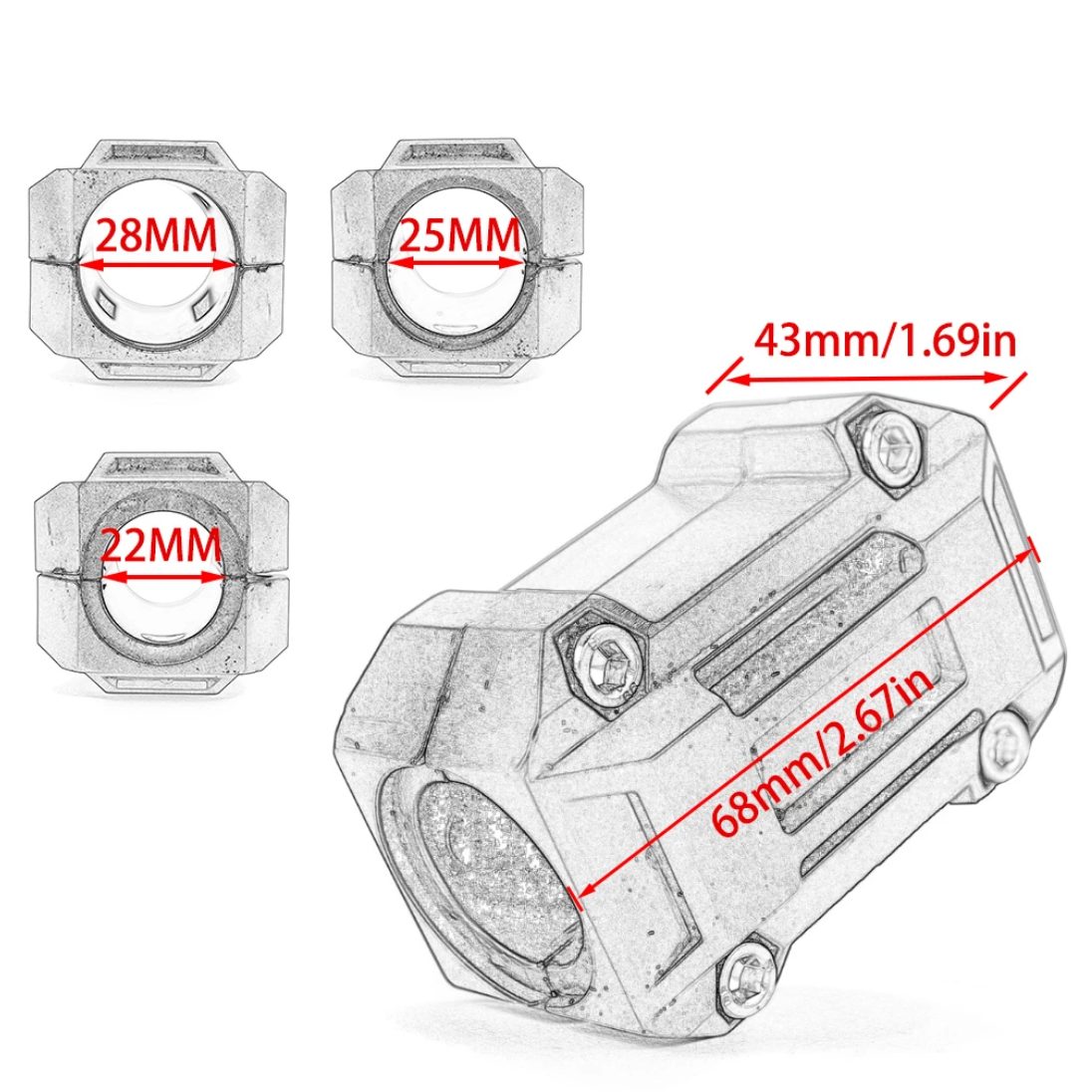 Knmaster Motosiklet Koruma Demiri Takozu Koruma Plastiği (22, 25, 28mm Çap)