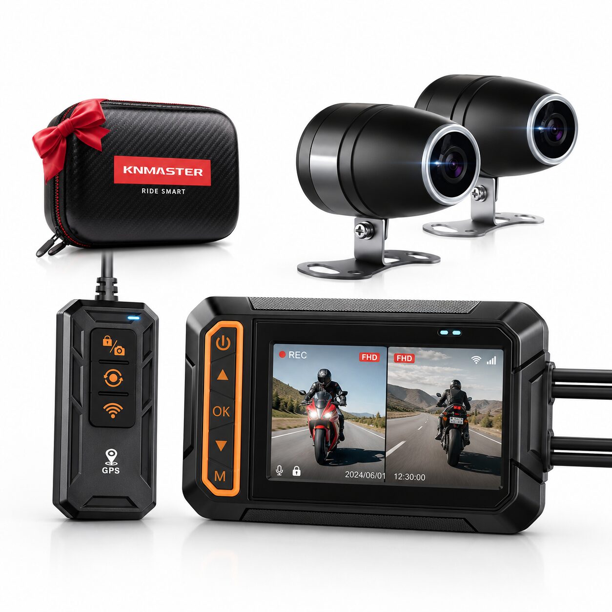 Knmaster Motocam 1000 Çift Kameralı Full HD Motosiklet DVR Sistemi