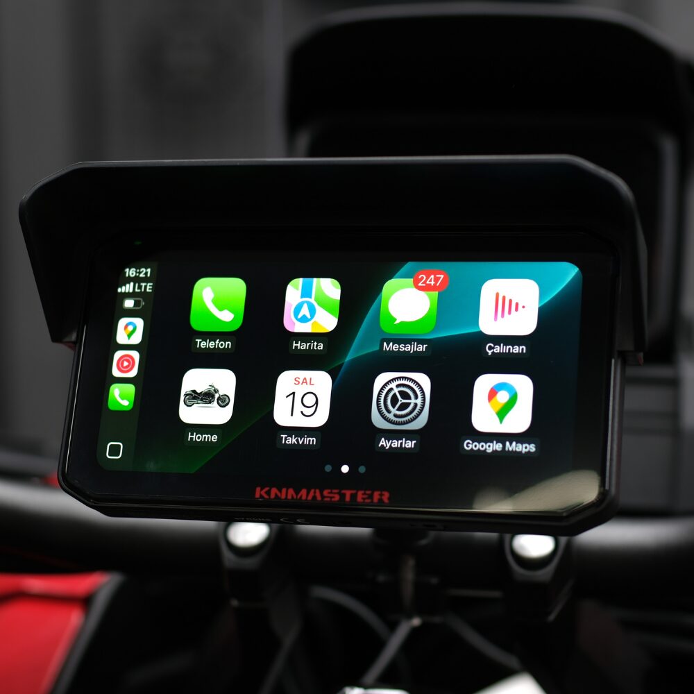 KNMASTER MOTOPLAY 2000 PRO – 6.25” 2K Çift Kameralı Kablosuz CarPlay & Android Auto Destekli Motosiklet Multimedya Ekranı