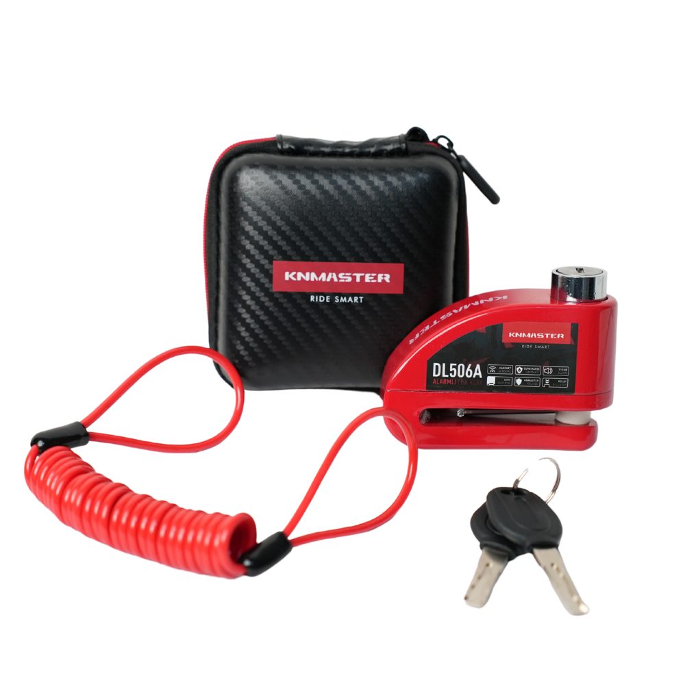 KNMASTER DL506A 6mm Alarmlı Disk Kilidi | Hatırlatma Kablosu ve Taşıma Çantası Hediye