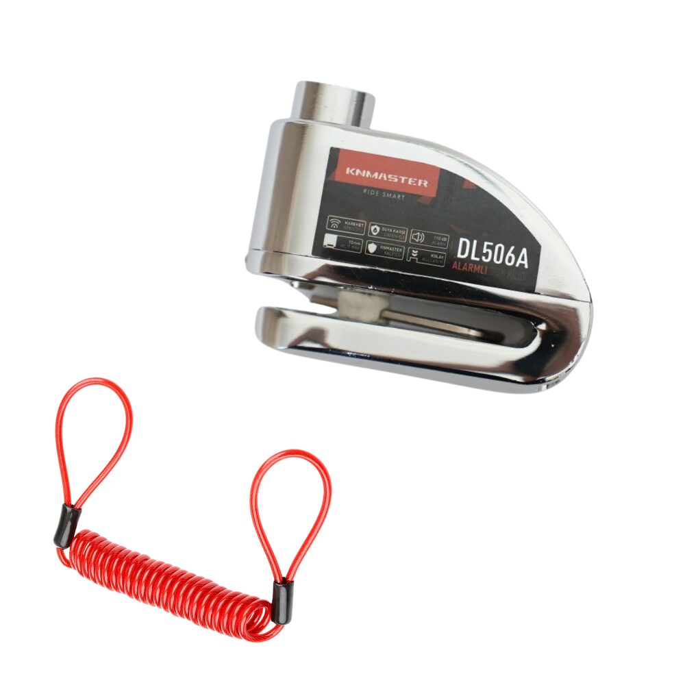 KNMASTER DL506A 6mm Alarmlı Disk Kilidi | Hatırlatma Kablosu ve Taşıma Çantası Hediye