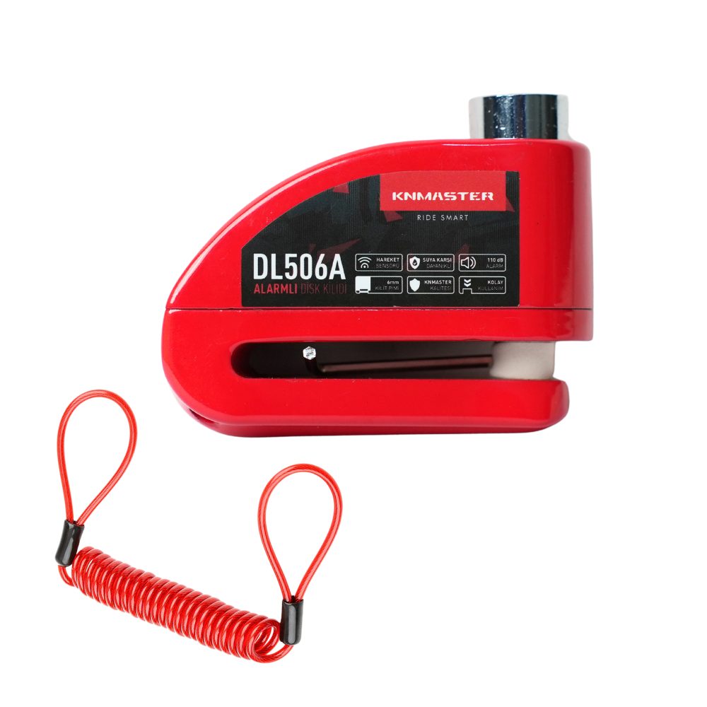 KNMASTER DL506A 6mm Alarmlı Disk Kilidi | Hatırlatma Kablosu ve Taşıma Çantası Hediye