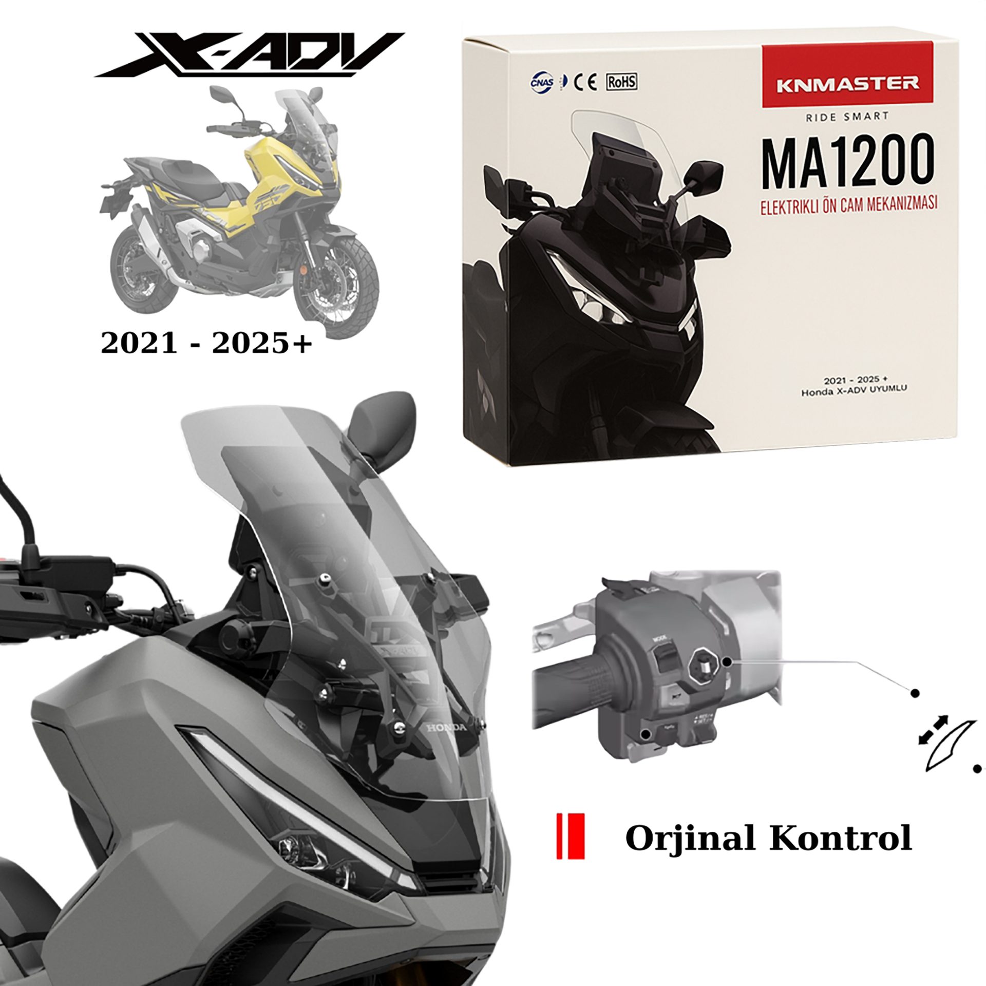 KNMASTER KNMASTER MA1200 Elektrikli Ön Cam Mekanizması – Honda X-ADV Uyumlu