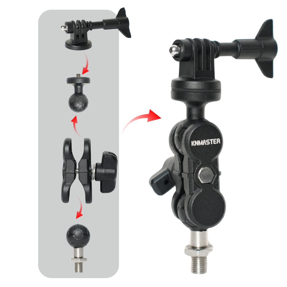 Knmaster MC120 – 360° Ayarlanabilir Motosiklet 10mm Vida Bağlantılı Aksiyon Kamera Aparatı
