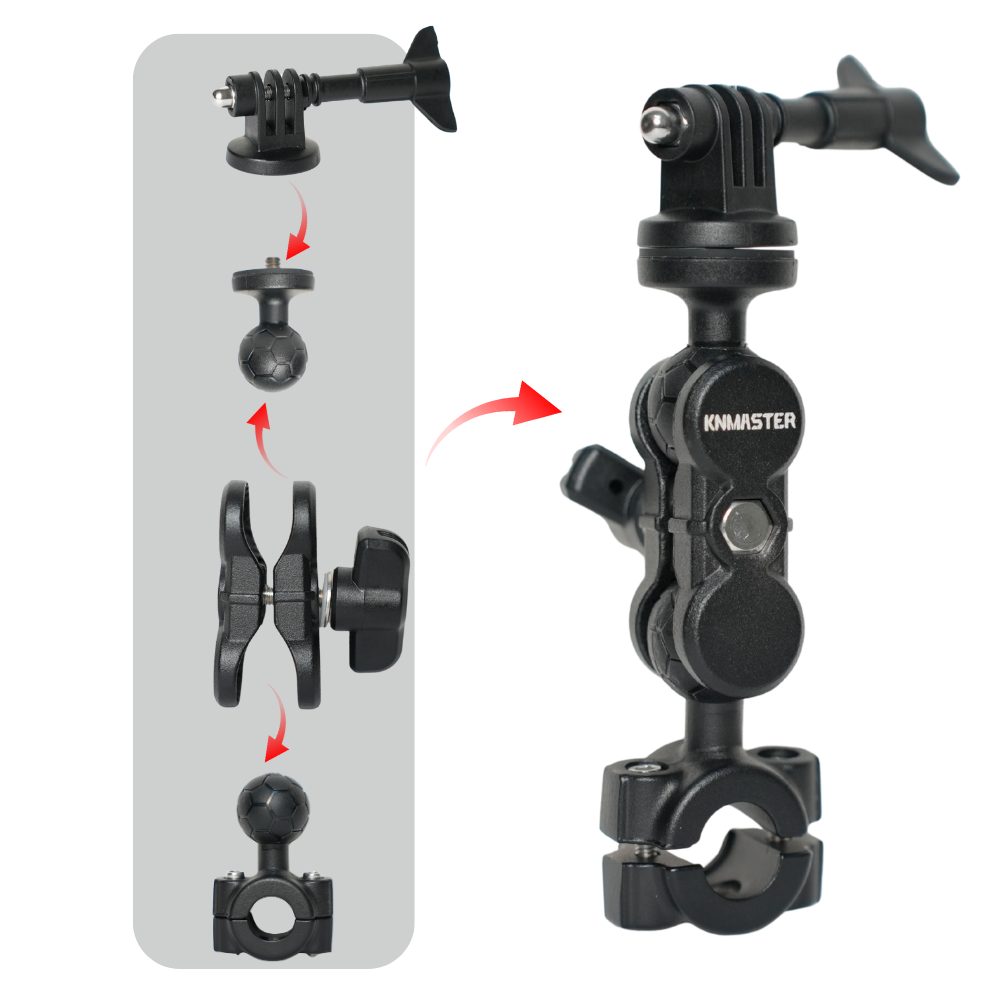 Knmaster MC130 – 360° Ayarlanabilir Motosiklet Ayna Demir Bağlantılı Aksiyon Kamera Aparatı