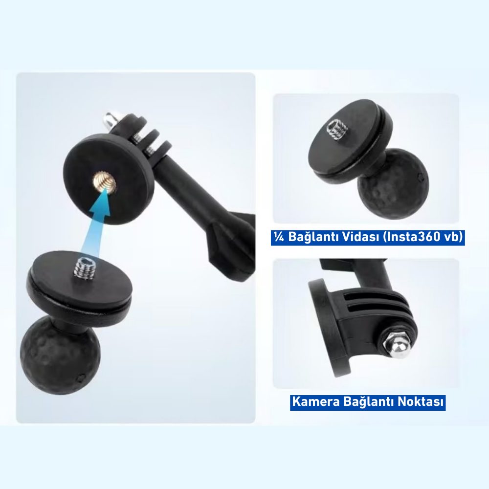 Knmaster MC140 – 360° Ayarlanabilir Motosiklet Gidon / Koruma Demiri / Çanta Demiri / Ayna Bağlantılı Aksiyon Kamera Aparatı