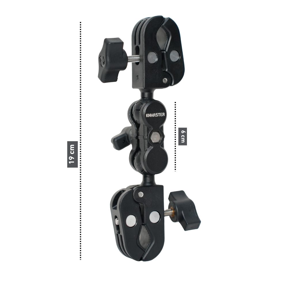 Knmaster MC150 – 360° Ayarlanabilir Motosiklet Çift Yengeç Kelepçeli (Double Clamp) Aksiyon Kamera Destek Aparatı (19 cm)