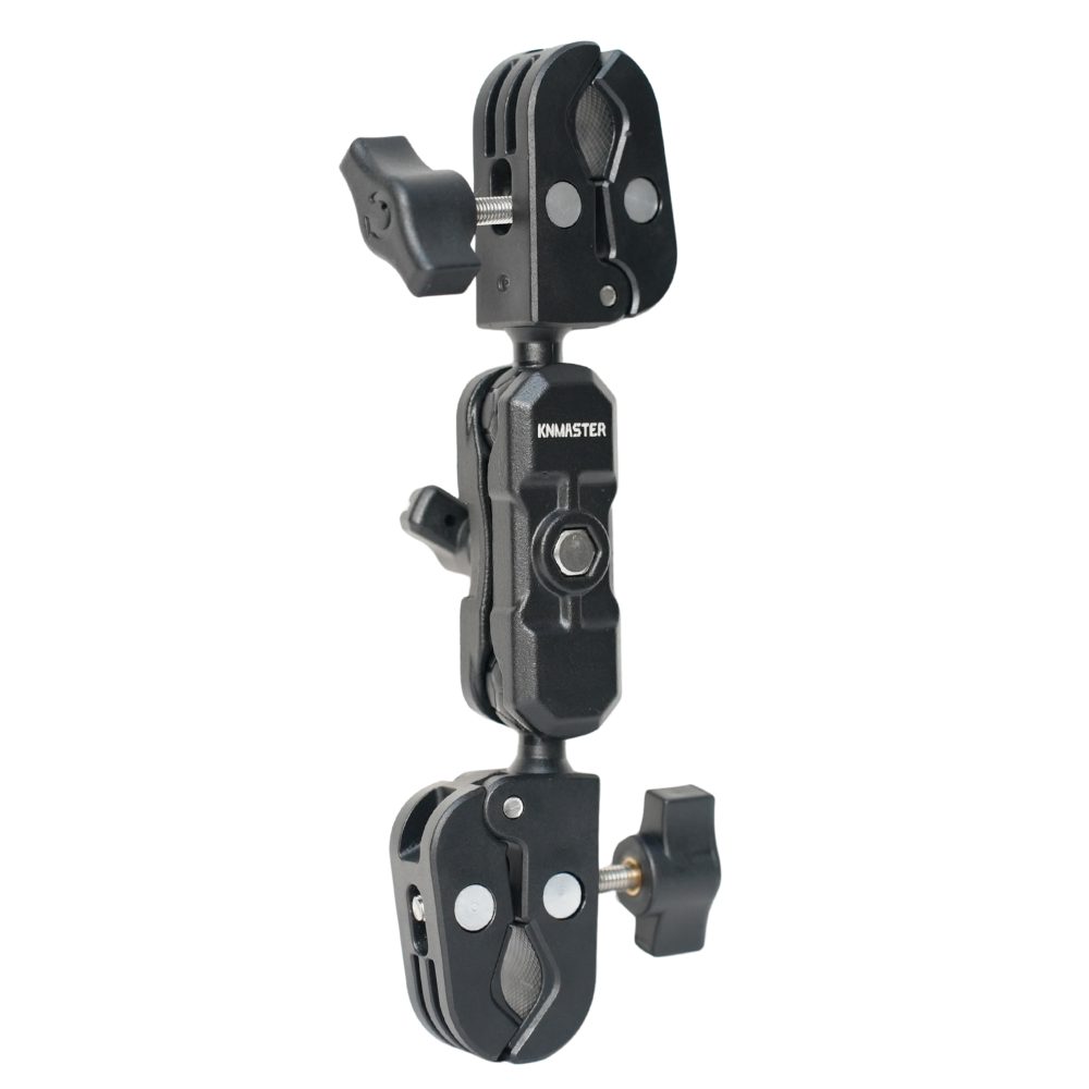 Knmaster MC160 – 360° Ayarlanabilir Motosiklet Çift Yengeç Kelepçeli (Double Clamp) Aksiyon Kamera Destek Aparatı (22 cm)