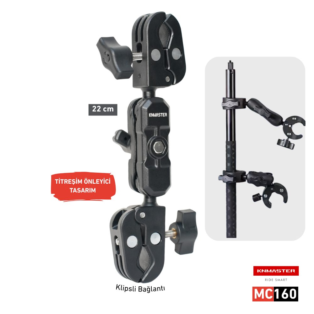 KNMASTER Knmaster MC160 – 360° Ayarlanabilir Motosiklet Çift Yengeç Kelepçeli (Double Clamp) Aksiyon Kamera Destek Aparatı (22 cm) KNMASTER Knmaster MC160 – 360° Ayarlanabilir Motosiklet Çift Yengeç Kelepçeli (Double Clamp) Aksiyon Kamera Destek Aparatı (22 cm)