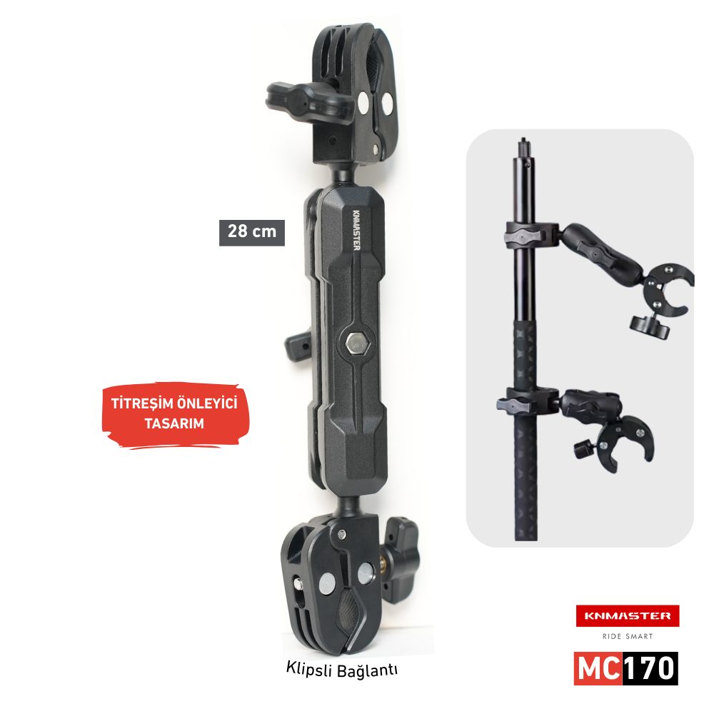 KNMASTER Knmaster MC170 – 360° Ayarlanabilir Motosiklet Çift Yengeç Kelepçeli (Double Clamp) Aksiyon Kamera Destek Aparatı (28 cm) KNMASTER Knmaster MC170 – 360° Ayarlanabilir Motosiklet Çift Yengeç Kelepçeli (Double Clamp) Aksiyon Kamera Destek Aparatı (28 cm)