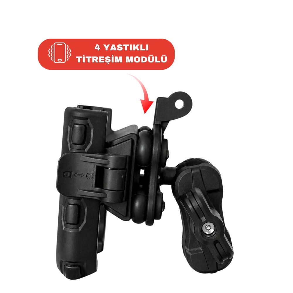 TT450 PRO Titreşim Önleyicili Motosiklet Telefon Tutucu (Kamera Bağlantılı)