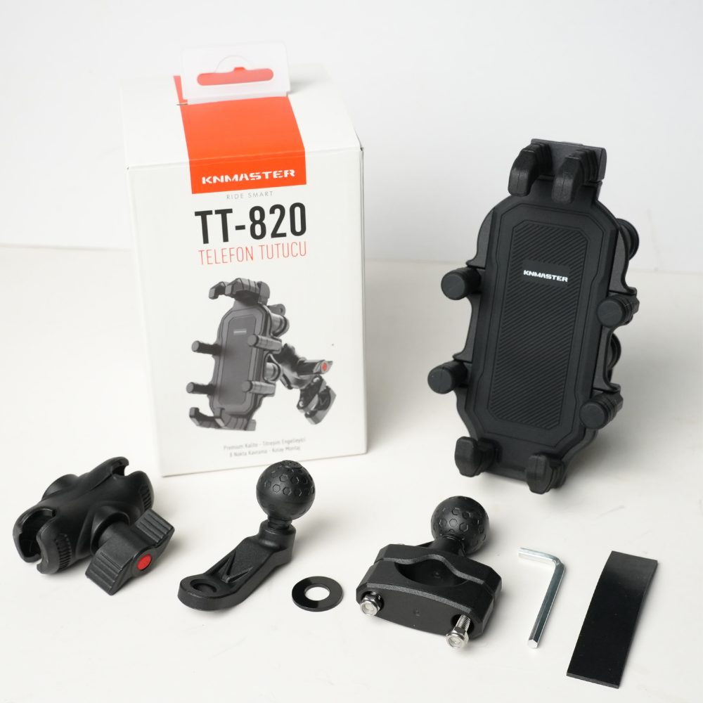 KNMASTER TT820 Titreşim Önleyicili Motosiklet Telefon Tutucu (Kamera Bağlantılı)