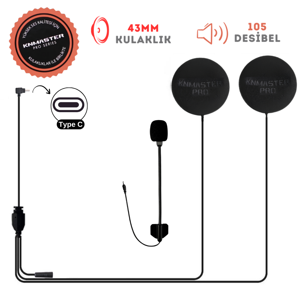 KNMASTER Knmaster KN2250 Açık Kask Mikrofon ve Kulaklık