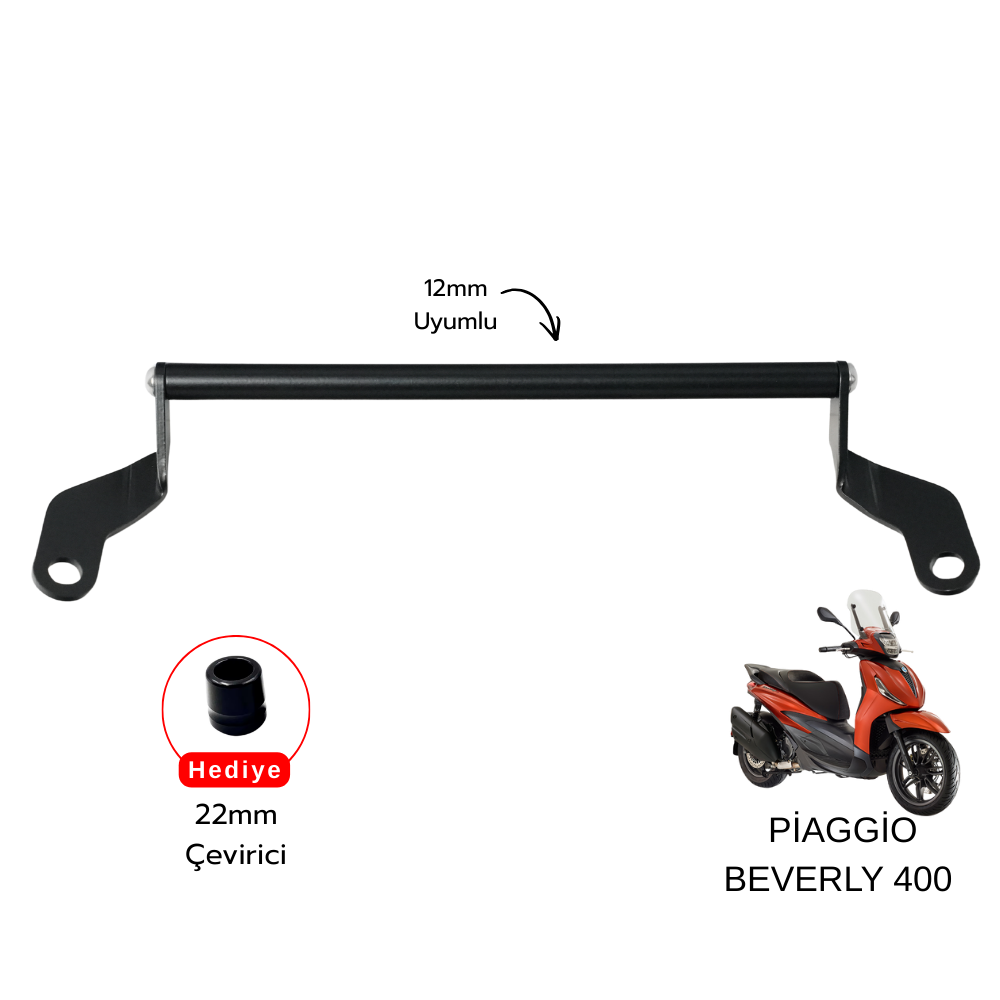 Pixel – Piaggio Beverly 400 Uyumlu Telefon & Navigasyon Tutucu – Siyah