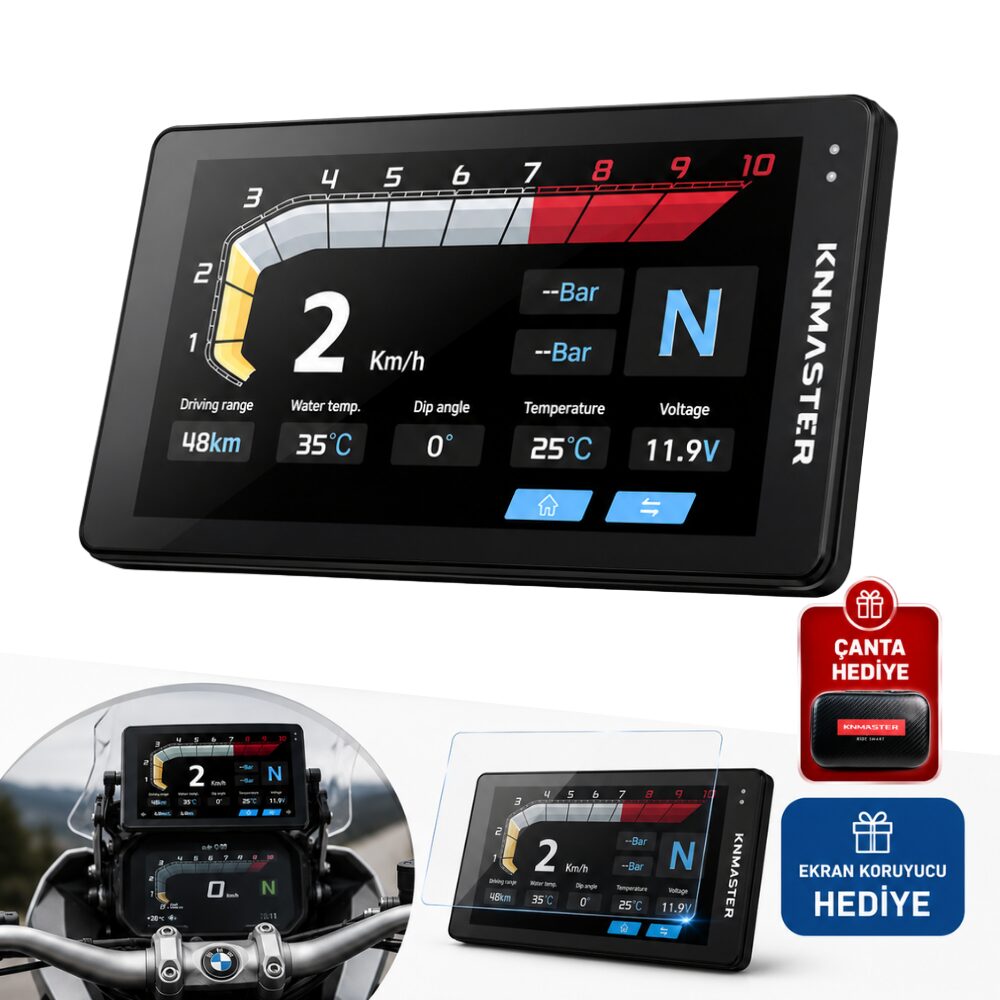 KNMASTER MOTOPLAY BM1 –  7″ BMW Uyumlu Motosiklet CarPlay & Android Auto Multimedya Ekranı