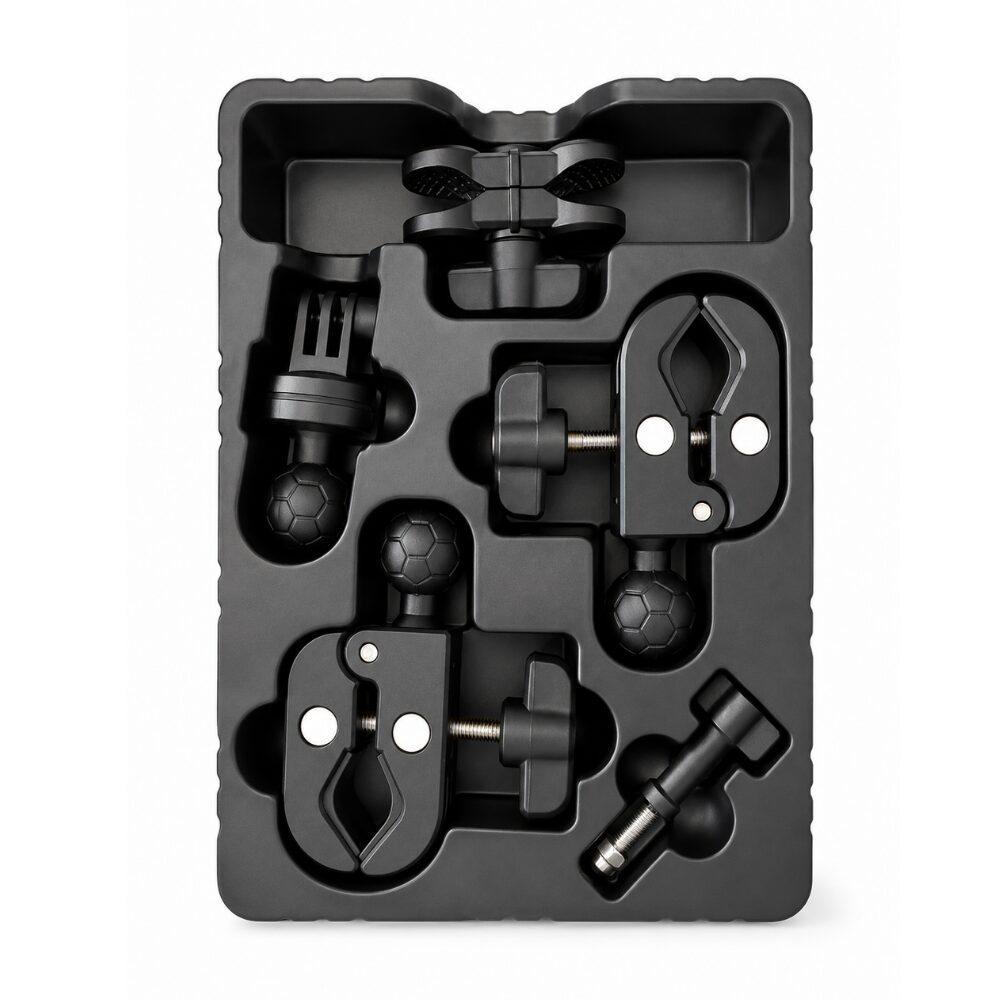 KNMASTER MC-200 – 360° Ayarlanabilir Motosiklet Çift Yengeç Kelepçeli (Double Clamp) Aksiyon Kamera Destek Aparatı (17 cm)