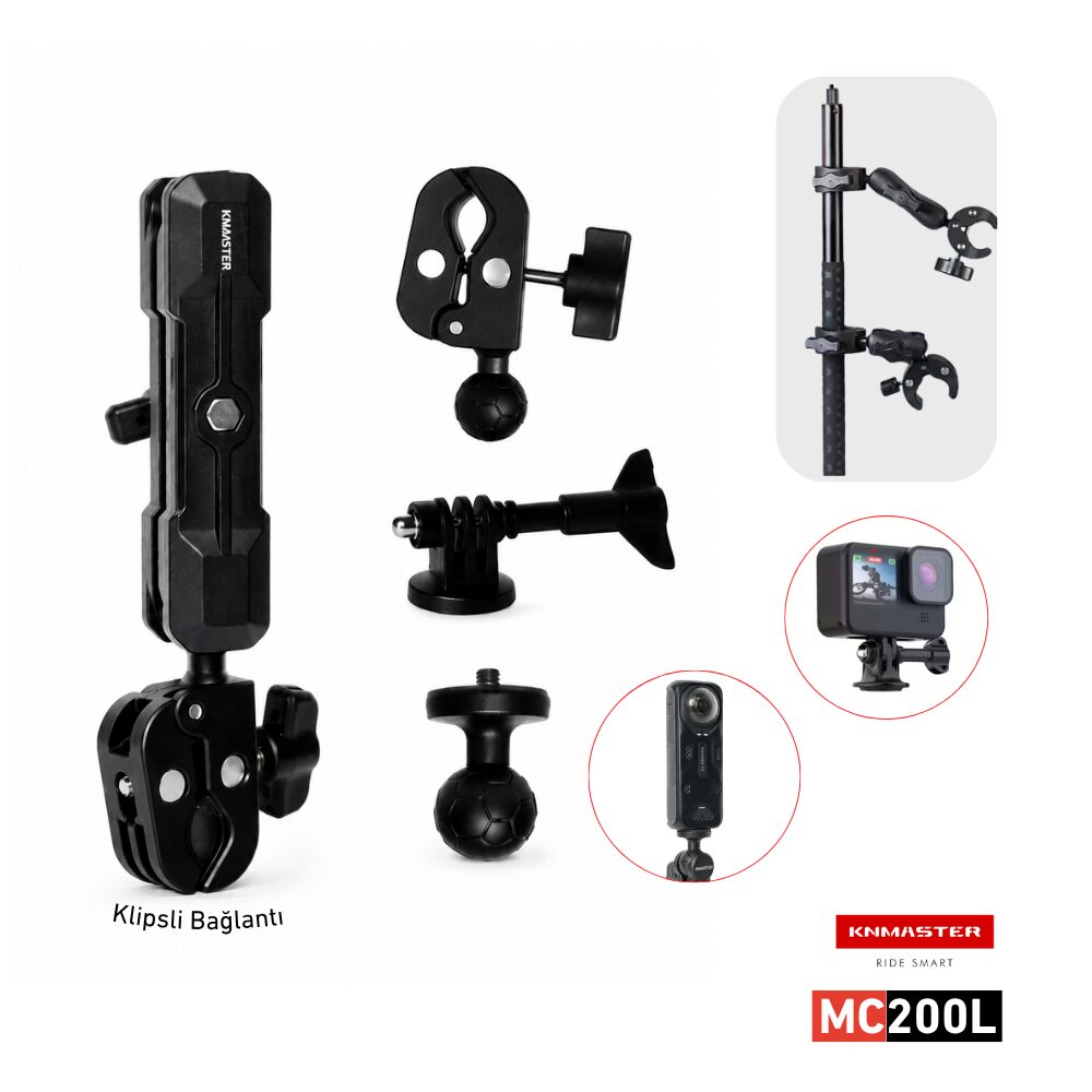 KNMASTER KNMASTER MC200L – Çift Bağlantılı Motosiklet Aksiyon Kamera Destek Aparatı KNMASTER KNMASTER MC200L – Çift Bağlantılı Motosiklet Aksiyon Kamera Destek Aparatı