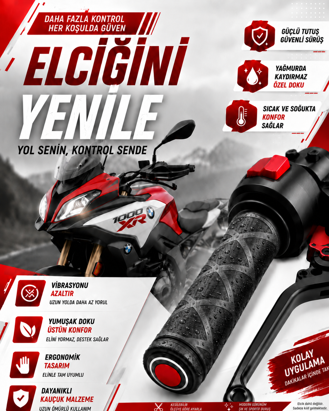 Evrensel Motosiklet Kauçuk Gidon Sarmalı Elcik Kılıfı Elcik Koruma Takımı