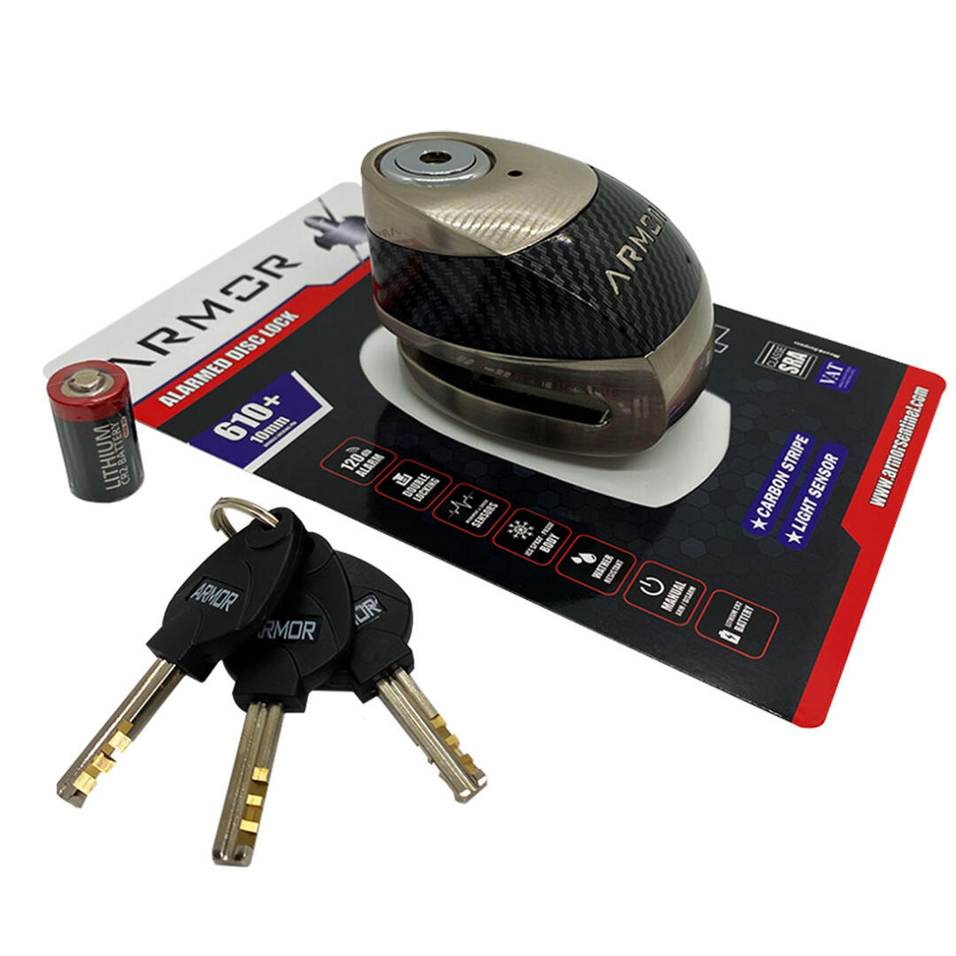 Armor 610+ Karbon10MM Paslanmaz Çelik Alarmlı Disk Kilidi