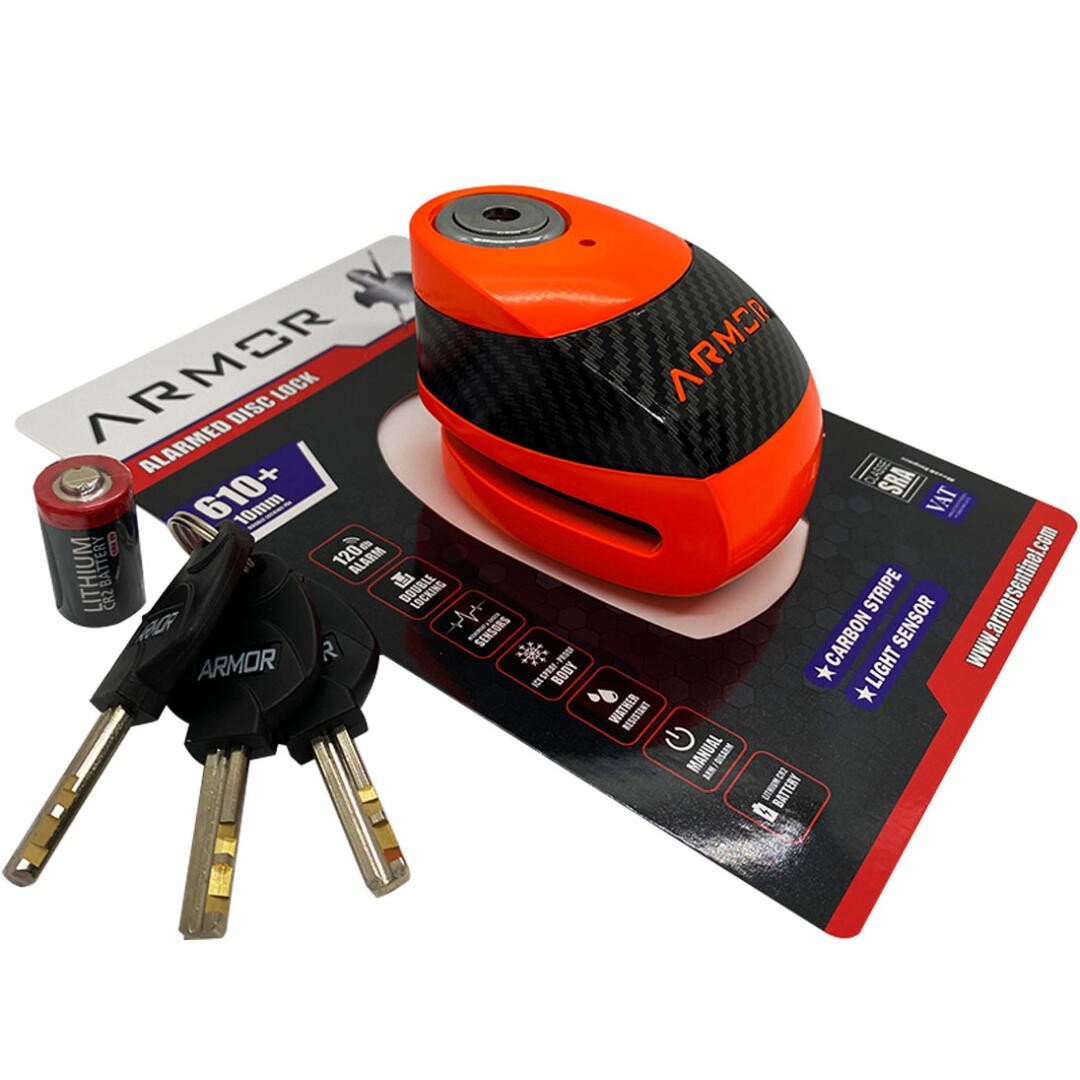Armor 610+ Karbon10MM Paslanmaz Çelik Alarmlı Disk Kilidi