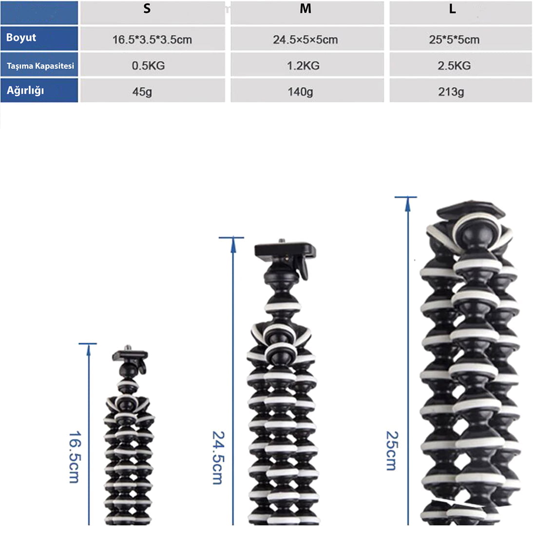 KNMASTER Tüm Aksiyon Kameralara Uyumlu Ahtapot Tripod