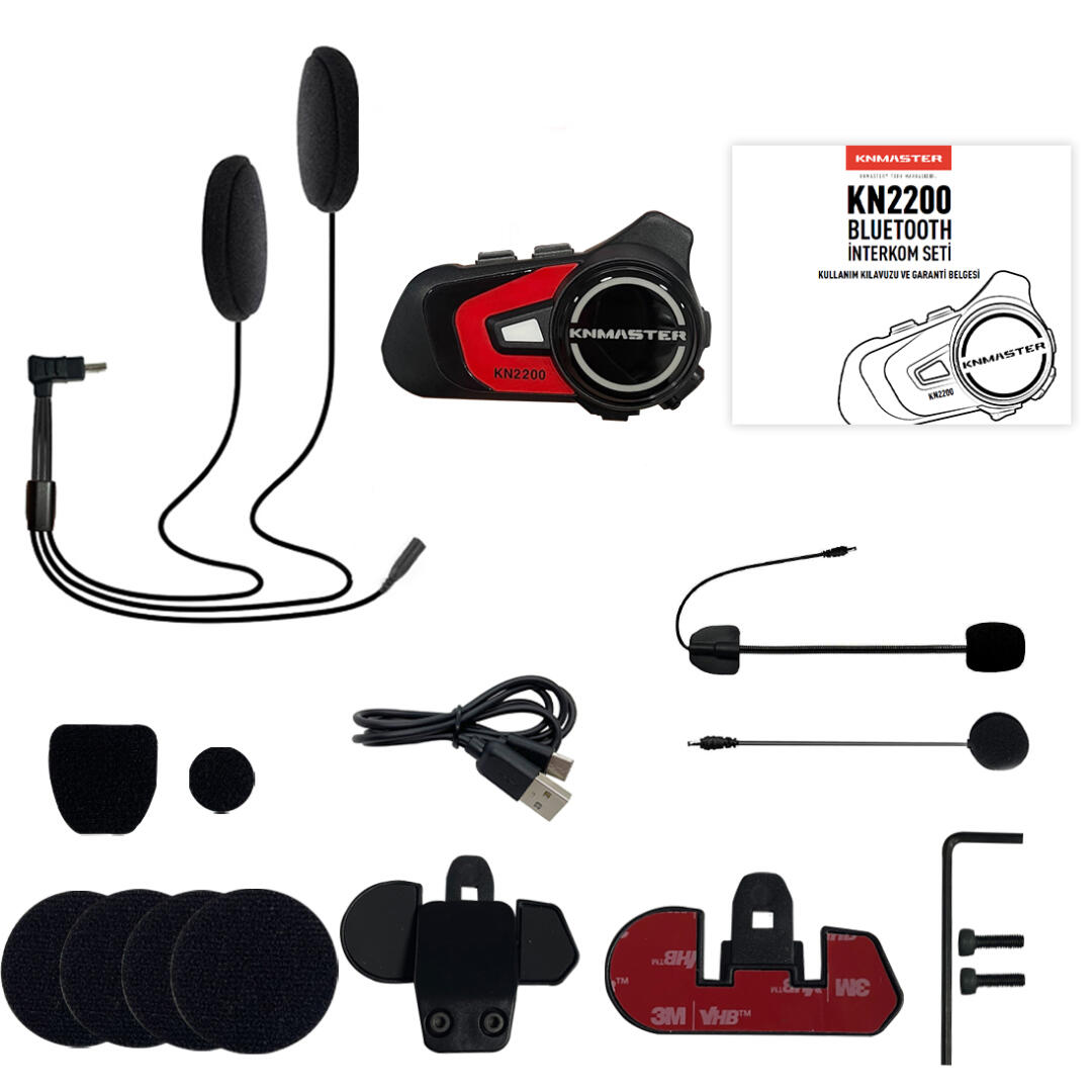 KNMASTER Knmaster KN2200 Motosiklet Kask İnterkom Bluetooth Intercom Kulaklık Seti