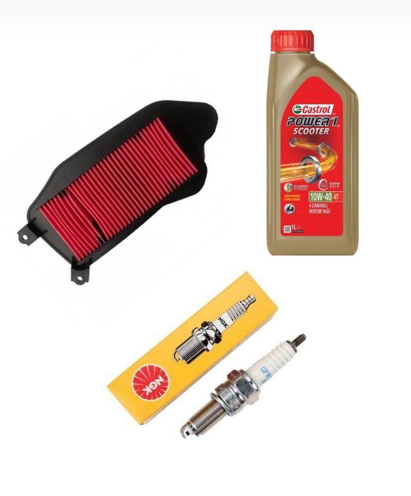 MOTO GUSTO Rmg Moto Gusto Santa 125 Bakım Seti Hava Filtresi - Ngk Buji - Castrol Scooter 10w40 Yağ