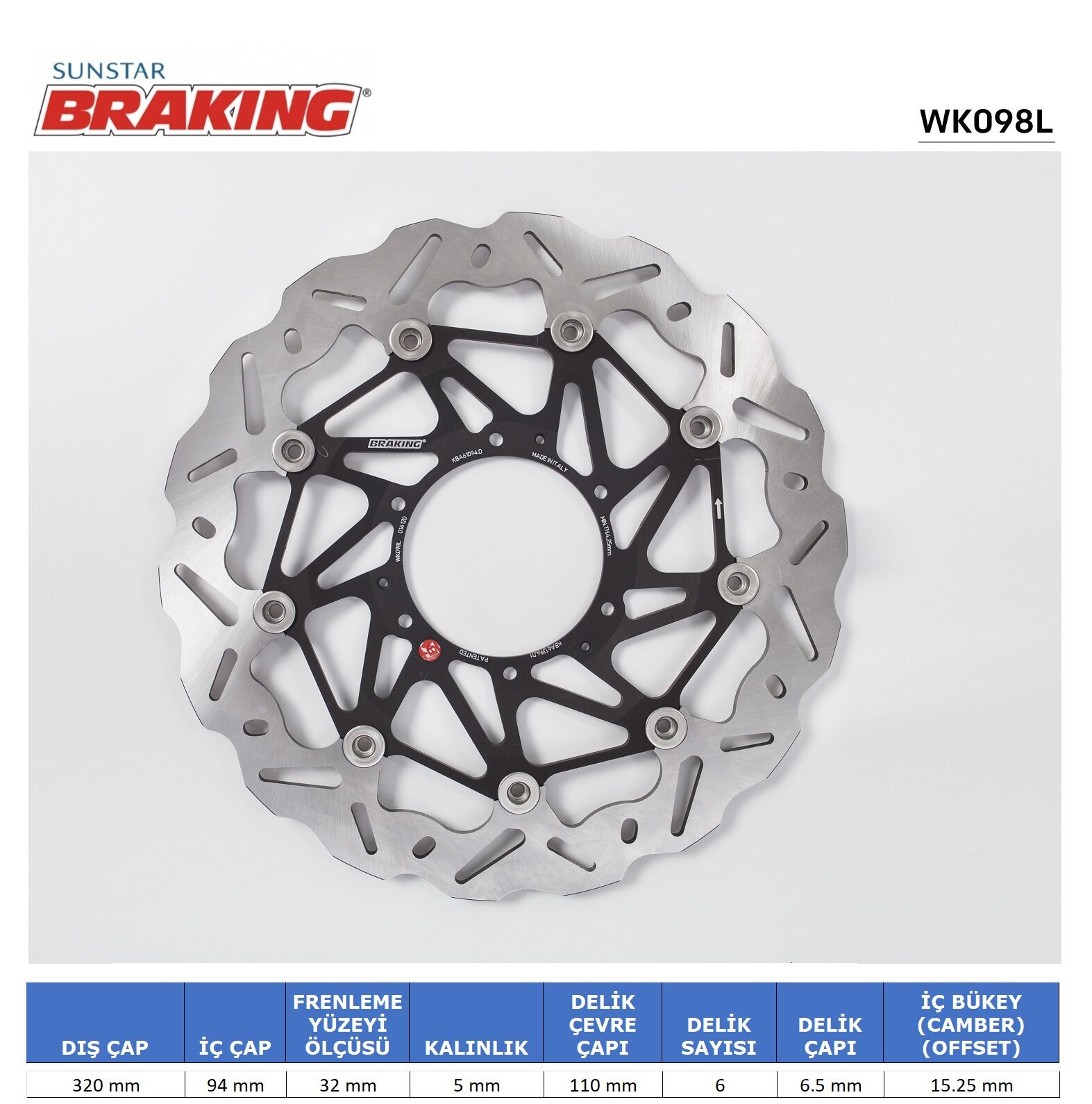 HONDA Honda CBR 1000RR-SP HONDA CBR 1000RR DALGALI ÖN PERFORMANS FREN DİSKİ (SOL)