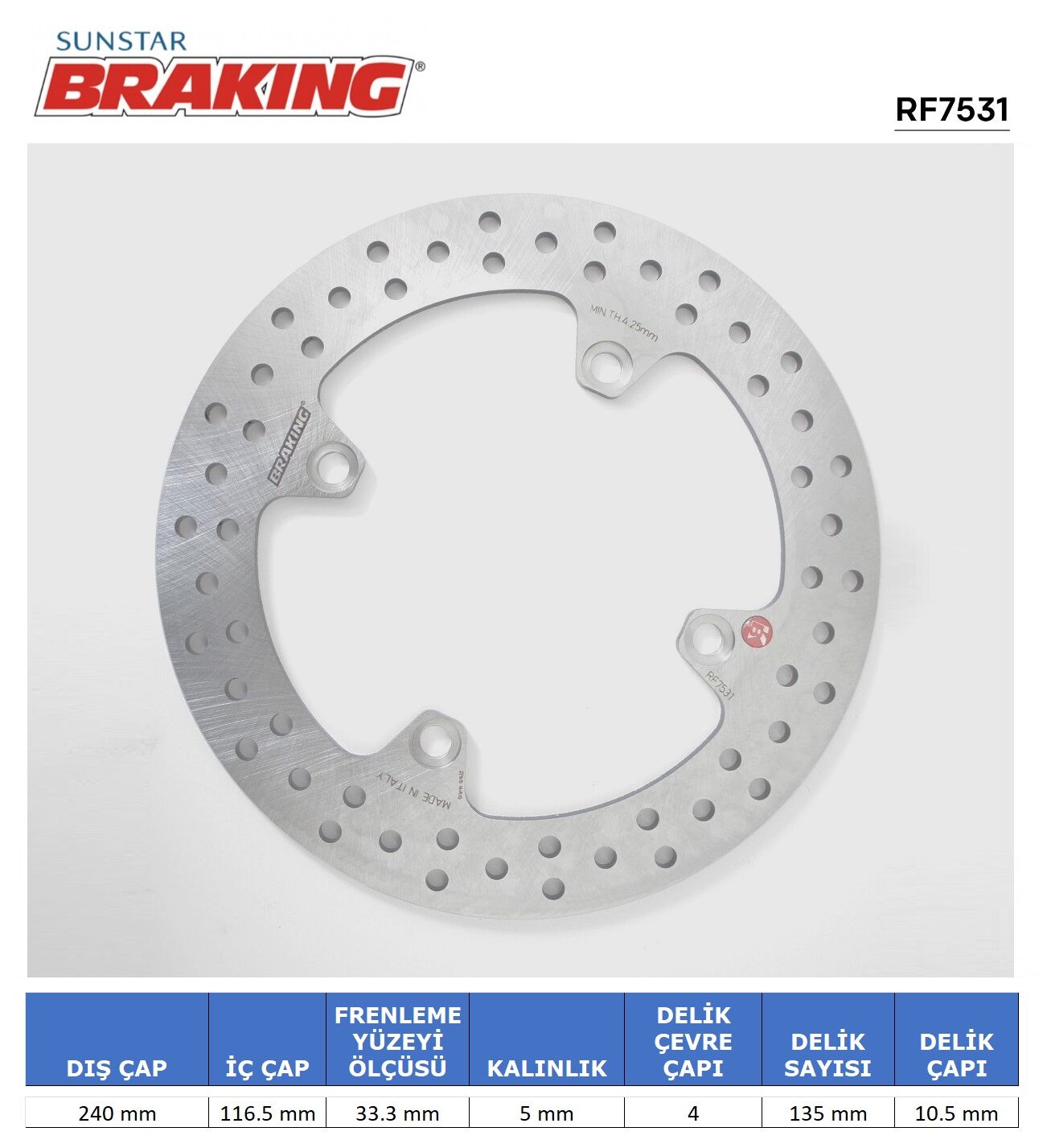 Honda X 750 ADV HONDA CBF 500-600-1000 / X-ADV 750 / CBR 600 F YUVARLAK ARKA FREN DİSKİ