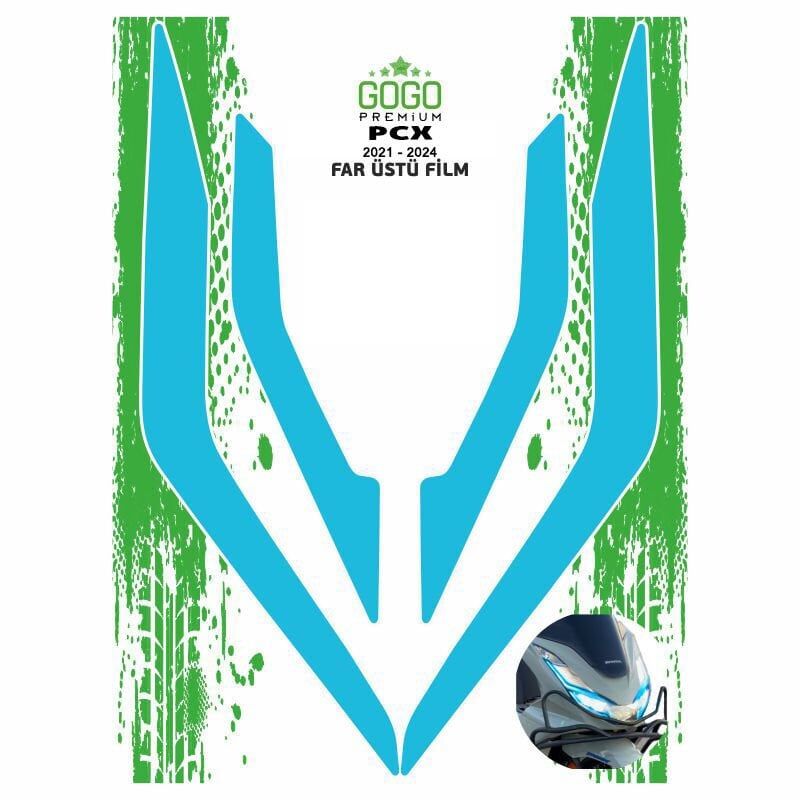 HONDA HONDA PCX 2021 - 2024 UYUMLU FAR ÜSTÜ FİLM MAVİ